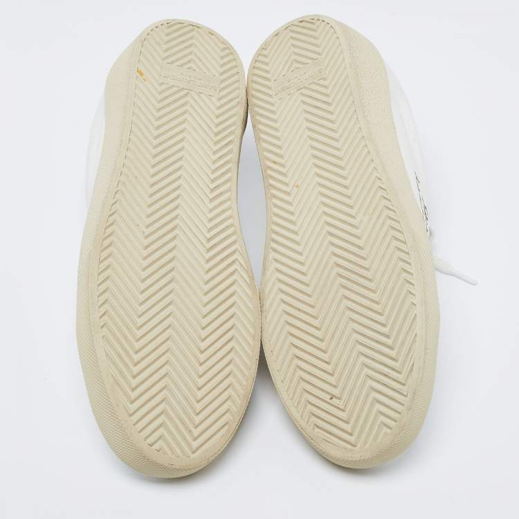 Pre Owned Saint Laurent White Leather Court Classic Lace Up  Sneakers  Size 41