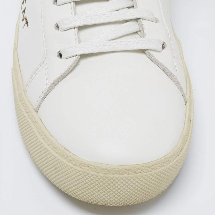 Pre Owned Saint Laurent White Leather Court Classic Lace Up  Sneakers  Size 41