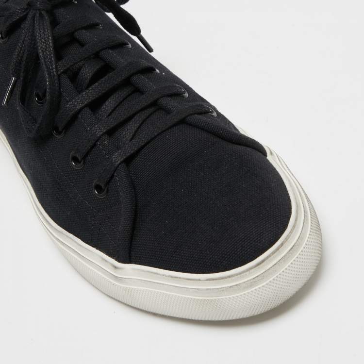 Pre Owned Saint Laurent Black Canvas And Leather Malibu Low Top Sneakers Size 44