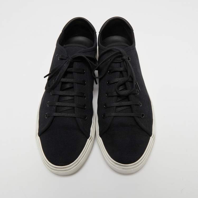 Pre Owned Saint Laurent Black Canvas And Leather Malibu Low Top Sneakers Size 44
