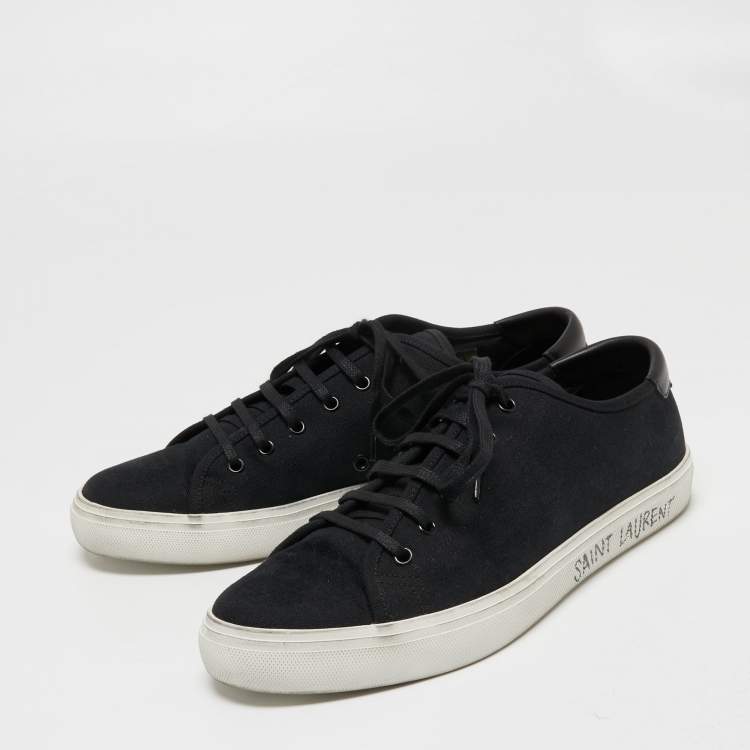 Pre Owned Saint Laurent Black Canvas And Leather Malibu Low Top Sneakers Size 44