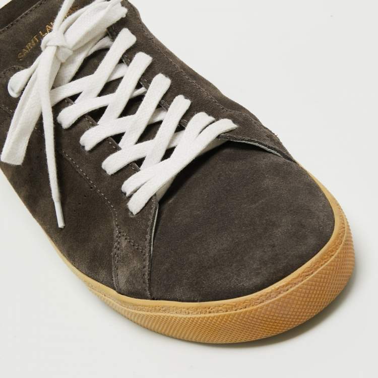 Pre Owned Saint Laurent Dark Grey Suede Court Classic Low Top Sneakers Size 44
