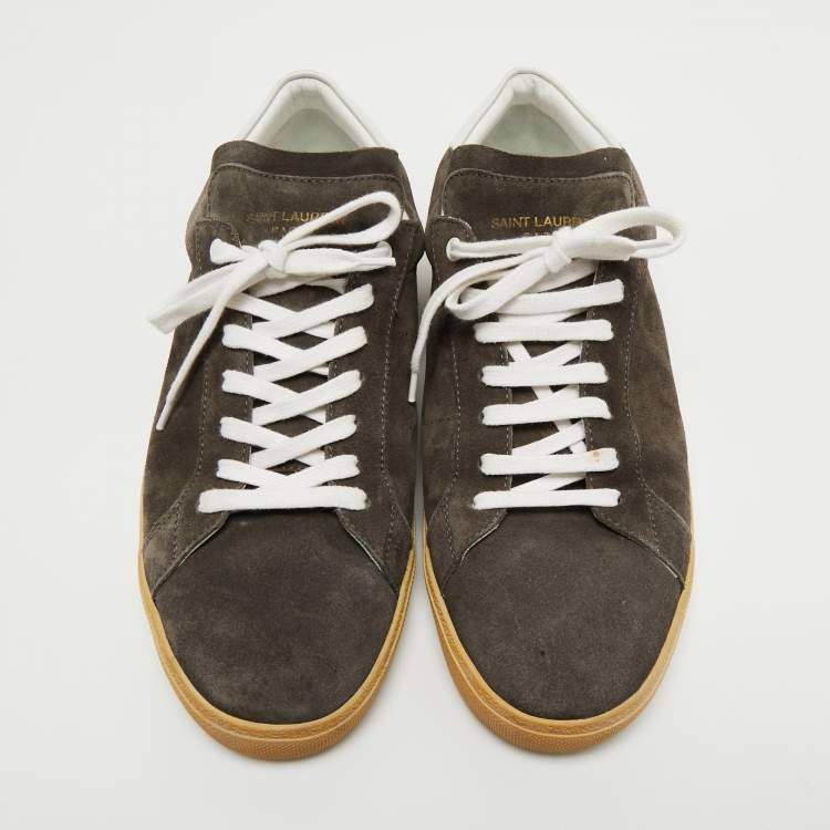 Pre Owned Saint Laurent Dark Grey Suede Court Classic Low Top Sneakers Size 44