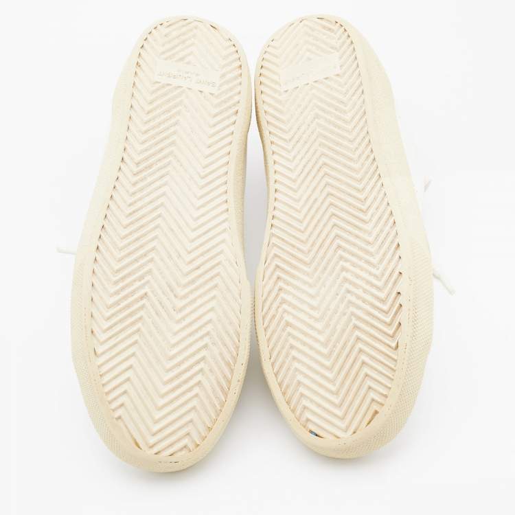 Pre Owned Saint Laurent White/Red Leather Low Top Sneakers Size 38