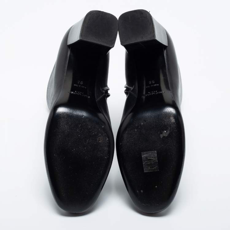 Pre Owned Saint Laurent Black Leather Ankle Boots Size 38