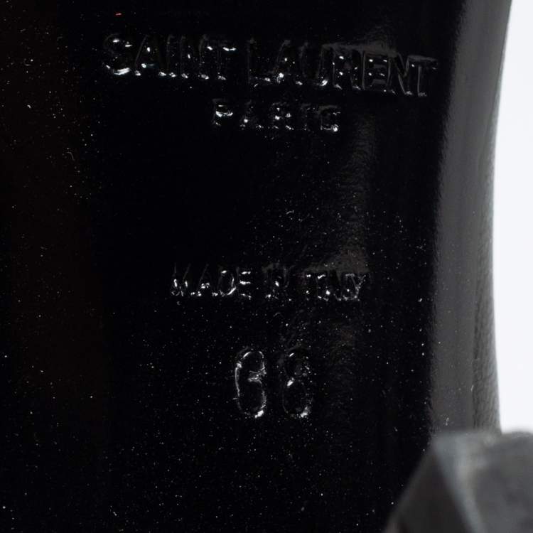 Pre Owned Saint Laurent Black Leather Ankle Boots Size 38