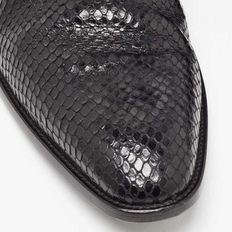 Pre Owned Saint Laurent Black Python Leather Lukas Boots Size 43