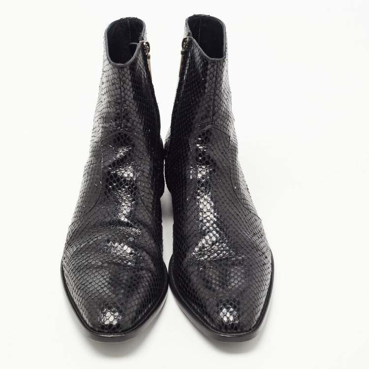 Pre Owned Saint Laurent Black Python Leather Lukas Boots Size 43