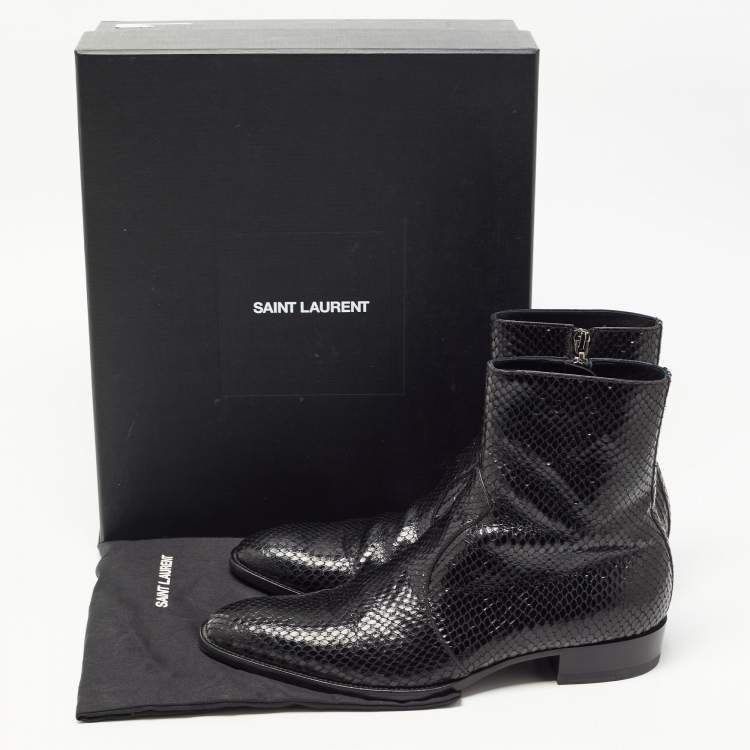 Pre Owned Saint Laurent Black Python Leather Lukas Boots Size 43