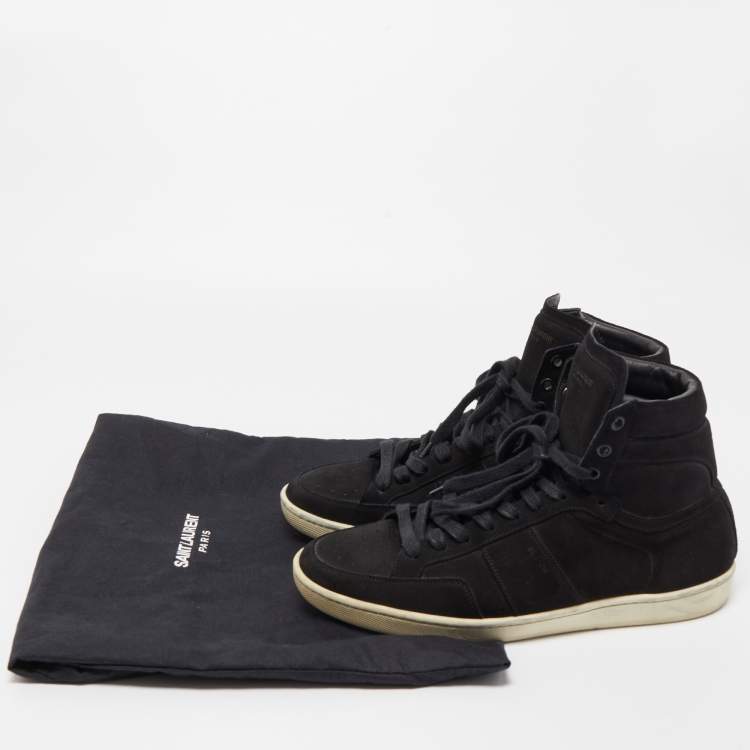 Pre Owned Saint Laurent Black Suede High Top Sneakers Size 42