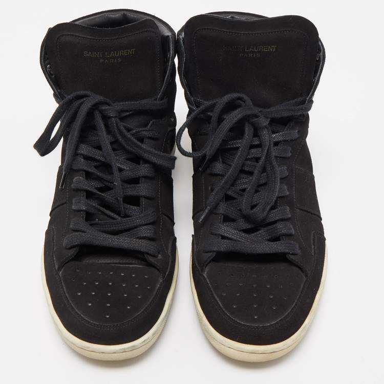 Pre Owned Saint Laurent Black Suede High Top Sneakers Size 42