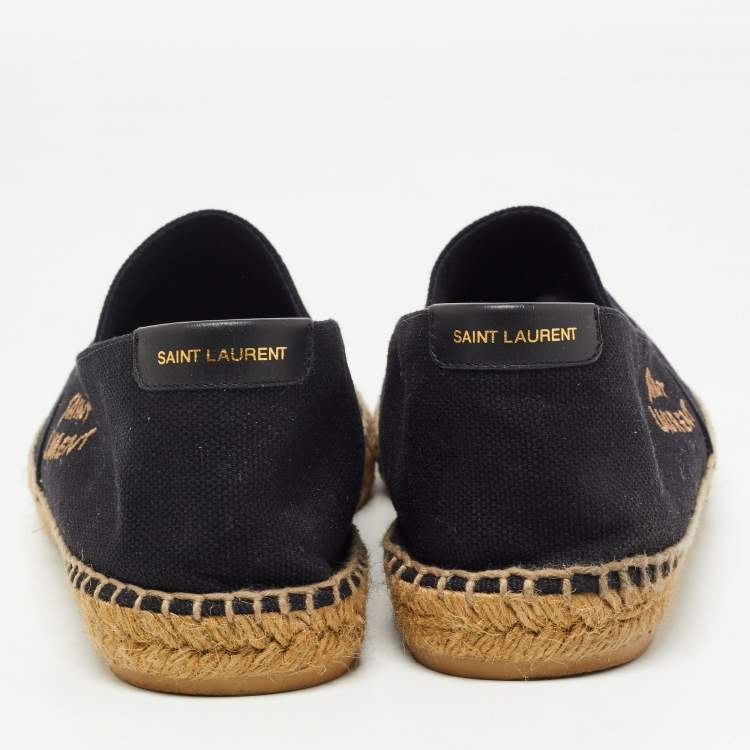 Pre Owned Saint Laurent Black Canvas Espadrilles Flats Size 44 