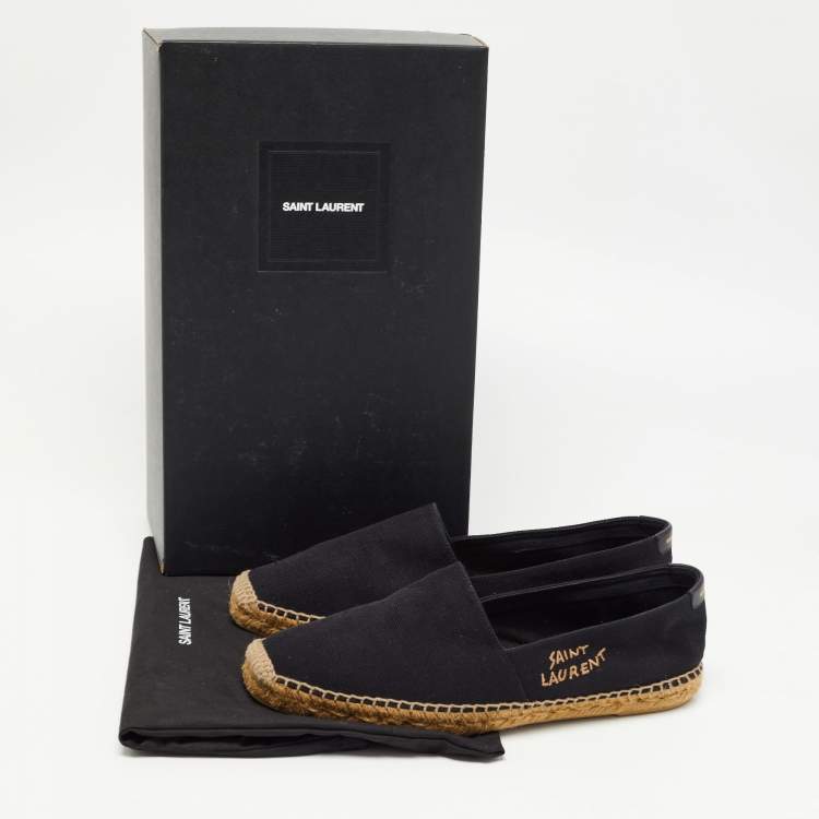 Pre Owned Saint Laurent Black Canvas Espadrilles Flats Size 44 