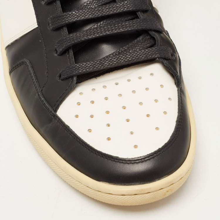 Pre Owned Saint Laurent Black/White Leather Court Classic High Top Sneakers Size 43