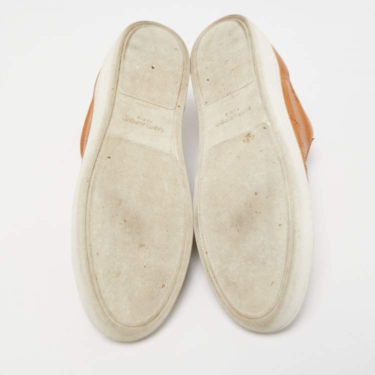 Pre Owned Saint Laurent Paris Brown Leather Low Top Sneakers Size 41