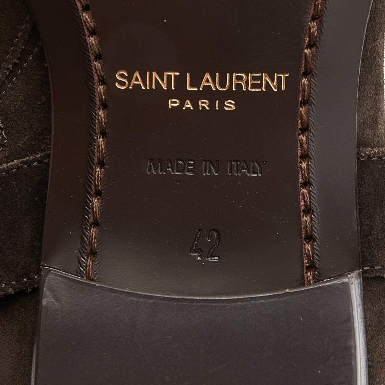 Pre Owned  Saint Laurent Dark Brown Suede Ankle Boots Size 42