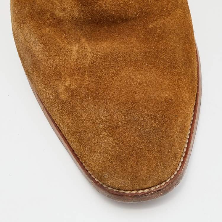 Pre Owned  Saint Laurent Tan Suede Ankle Length Boots Size 42