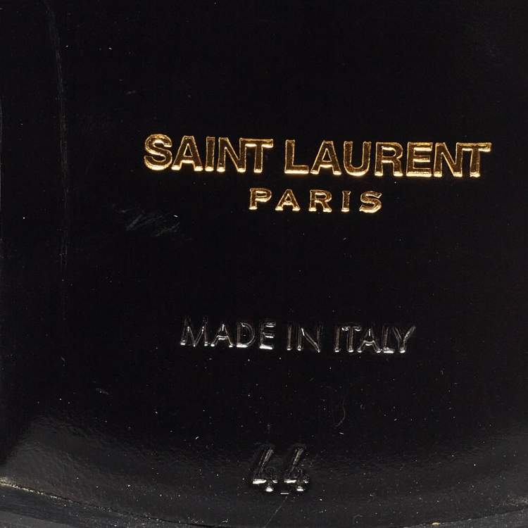 Pre Owned Saint Laurent Black Leather and Embossed Lizard Lace Up Oxfords Size 44