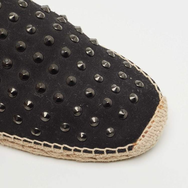 Pre Owned Saint Laurent Black Canvas Embellished Espadrilles Size 43.5 