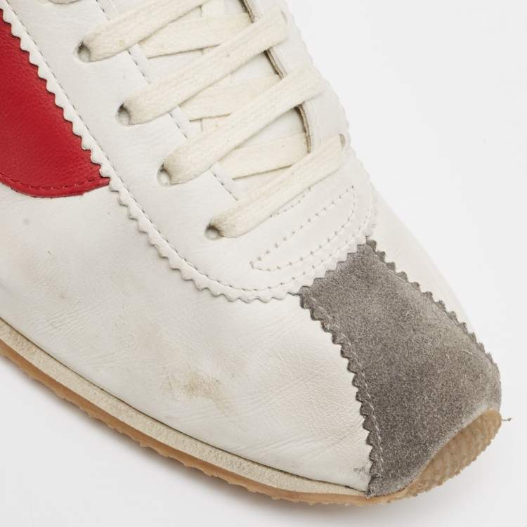 Pre Owned Saint Laurent Tricolor Leather and Suede Jay Star Sneakers Size 41