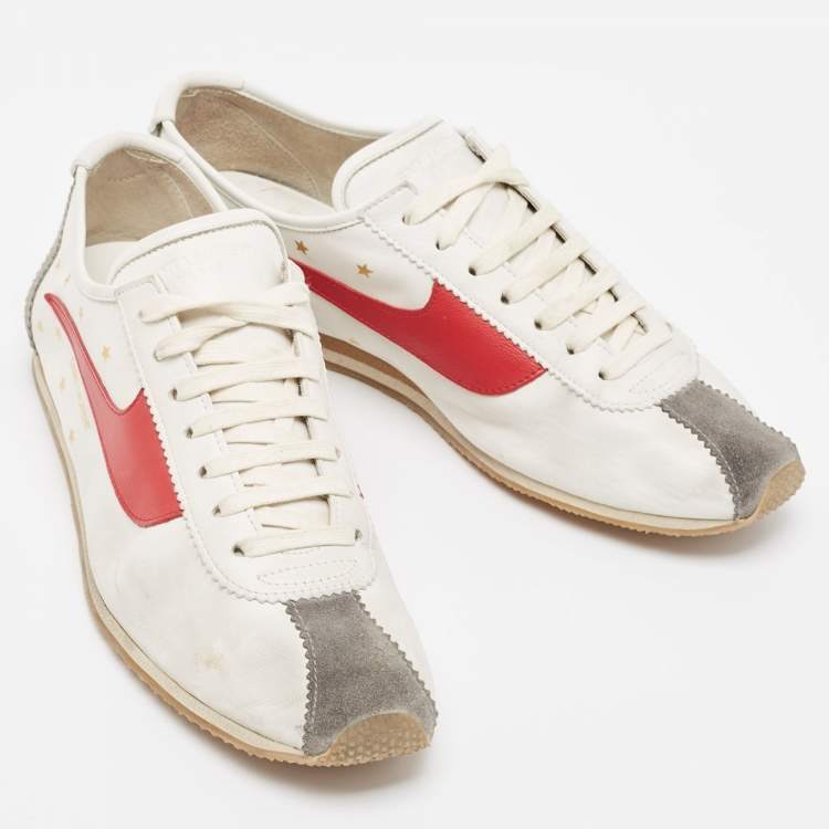 Pre Owned Saint Laurent Tricolor Leather and Suede Jay Star Sneakers Size 41