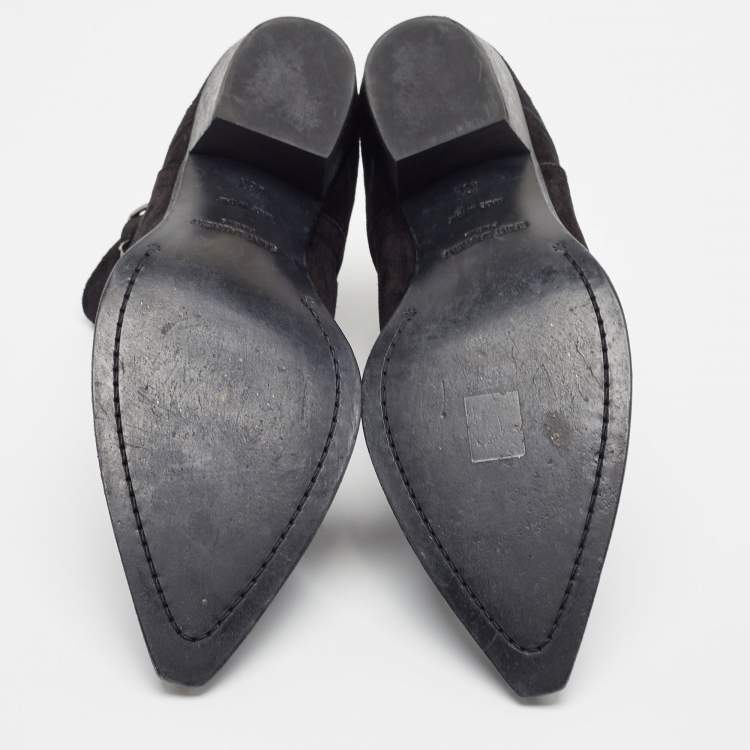 Pre Owned Saint Laurent Black Suede Ankle Boots Size 43.5