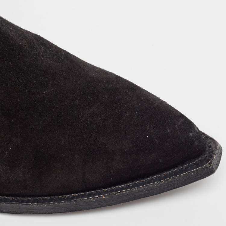 Pre Owned Saint Laurent Black Suede Ankle Boots Size 43.5