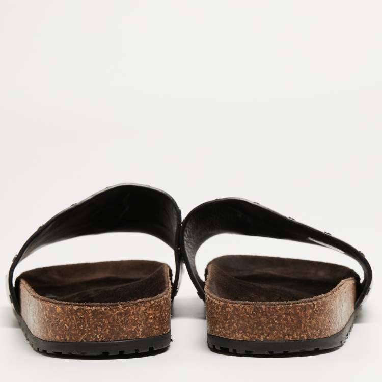 Pre Owned Saint Laurent Brown Leather Joan Slides Size 43