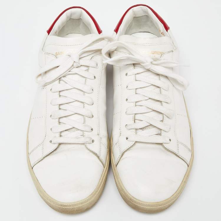 Pre Owned Saint Laurent White Leather Lace Up Sneakers Size 43