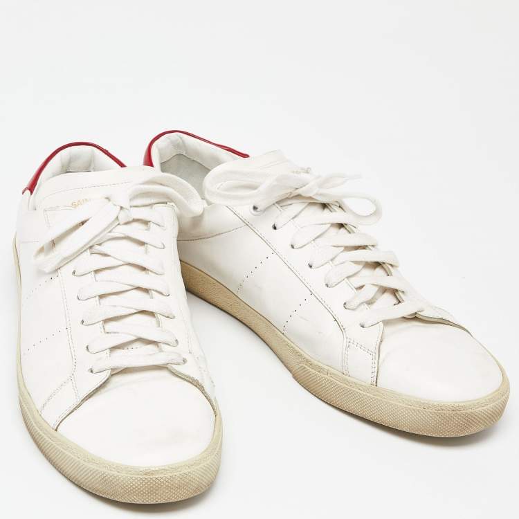 Pre Owned Saint Laurent White Leather Lace Up Sneakers Size 43