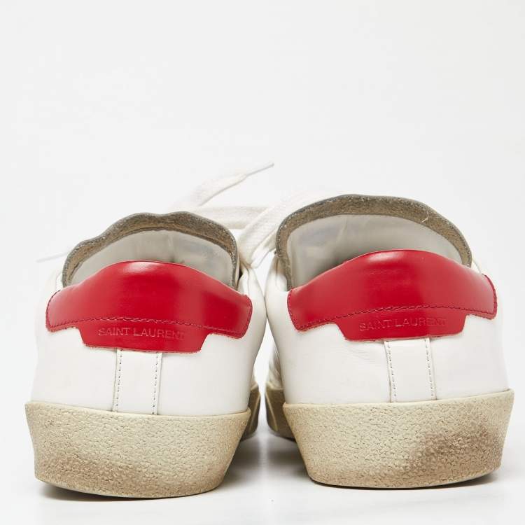 Pre Owned Saint Laurent White Leather Lace Up Sneakers Size 43