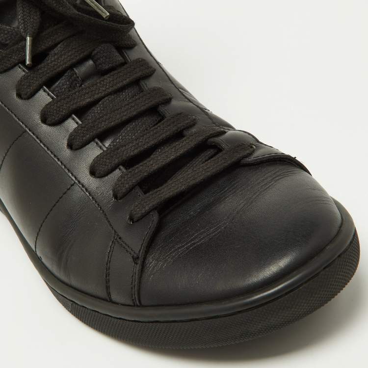 Pre Owned Saint Laurent Black Leather Court Classic Sl/01h High Top Sneakers Size 42.5