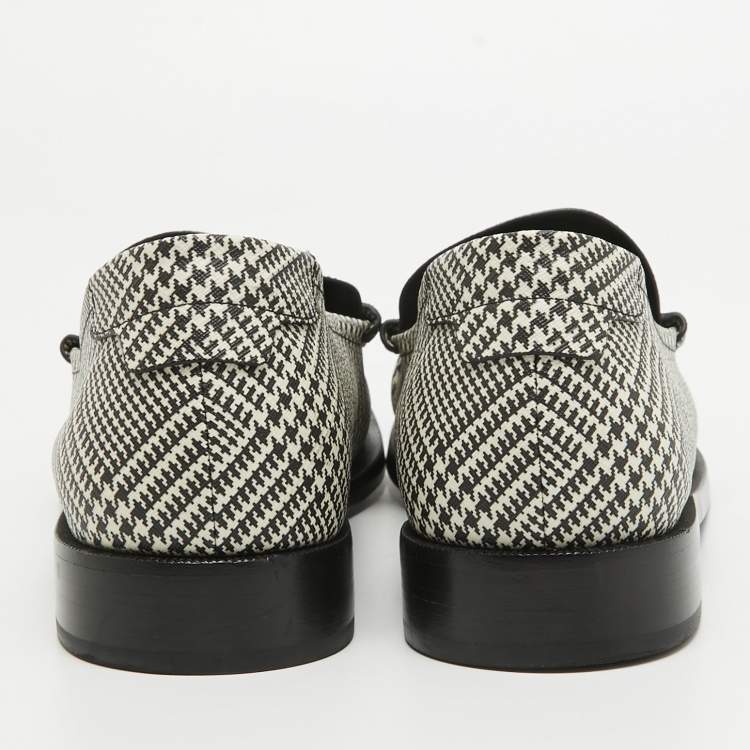 Pre Owned Saint Laurent Paris Black/White Coated Canvas Penny Slip On Loafers Size 45