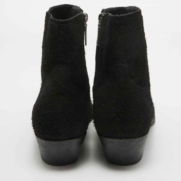 Pre Owned Saint Laurent Black Leather Pointed Toe Boots Size 43