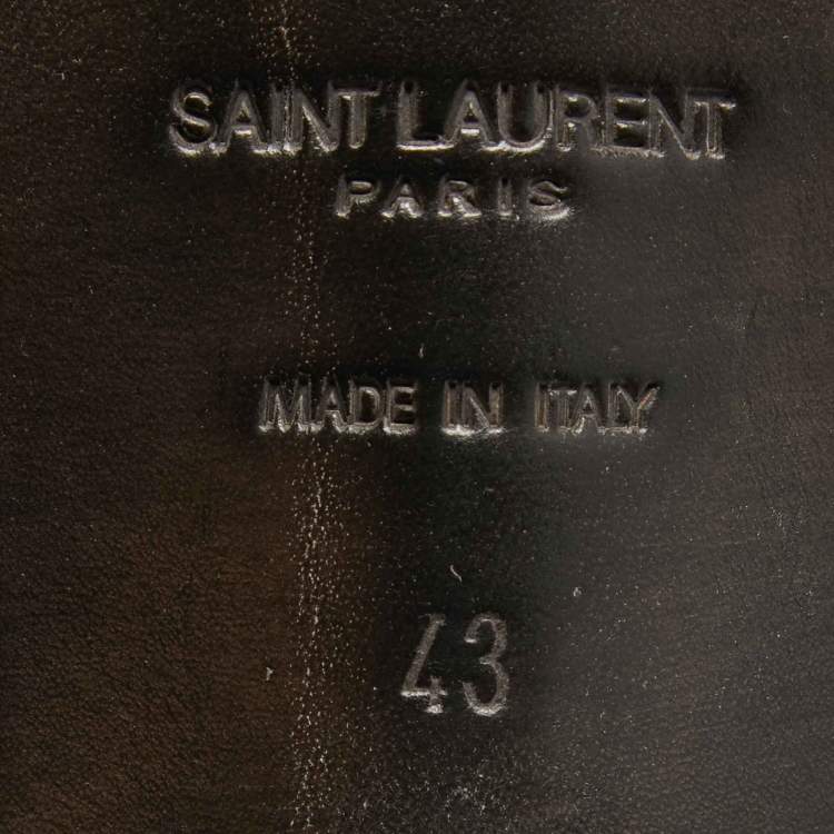 Pre Owned Saint Laurent Black Leather Pointed Toe Boots Size 43