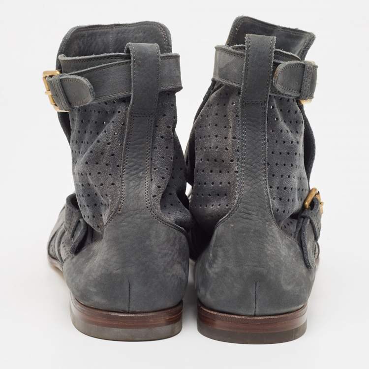 Pre Owned Saint Laurent Grey Suede Blake Jodhpur Ankle Boots Size 45