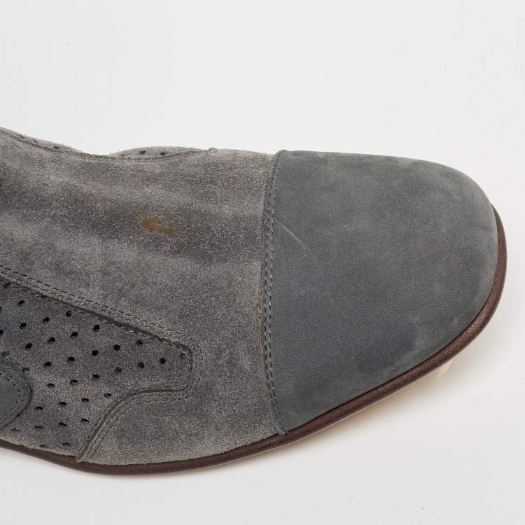 Pre Owned Saint Laurent Grey Suede Blake Jodhpur Ankle Boots Size 45