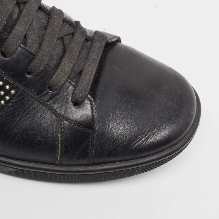 Pre Owned Yves Saint Laurent Black Leather Studded High Top Sneakers Size 42