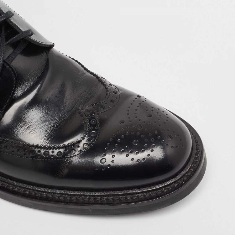 Pre Owned Saint Laurent Black Brogue Leather Ankle Boots Size 44