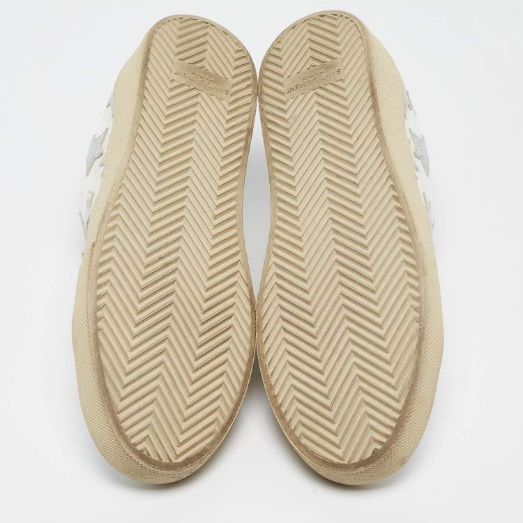Pre Owned Saint Laurent White Leather Court Classic California Star Sneakers Size 41