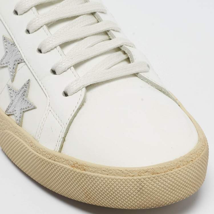 Pre Owned Saint Laurent White Leather Court Classic California Star Sneakers Size 41