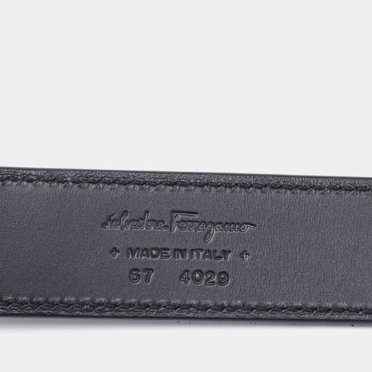 Pre Owned Salvatore Ferragamo Black Suede Cut to Size Reversible Gancini Buckle Belt