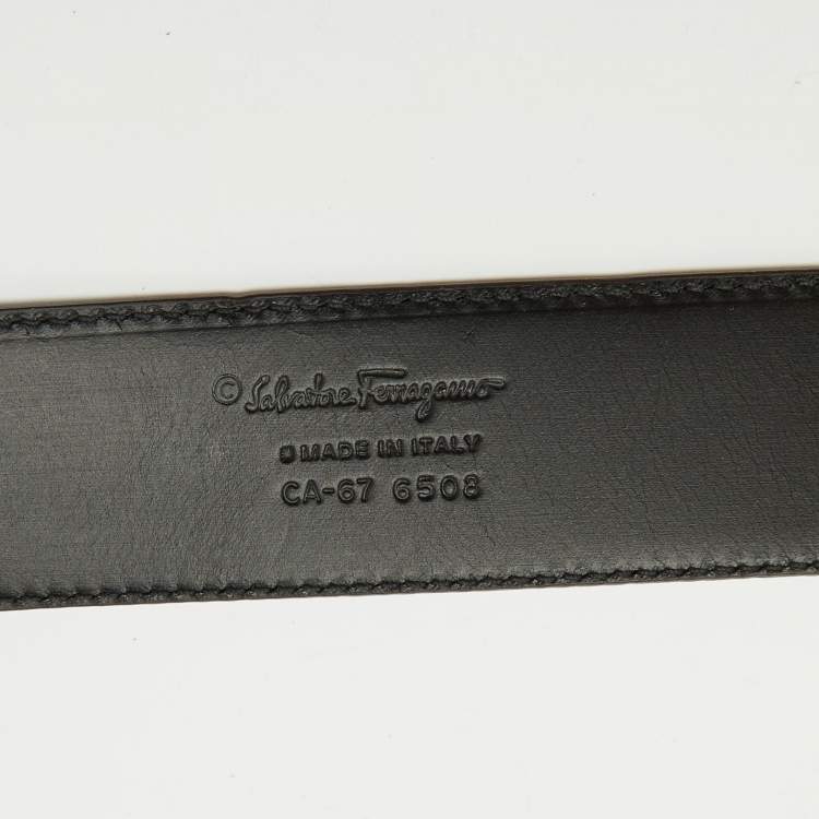 Pre Owned Salvatore Ferragamo Dark Brown/Black Leather Cut to Size Reversible Gancini Buckle Belt