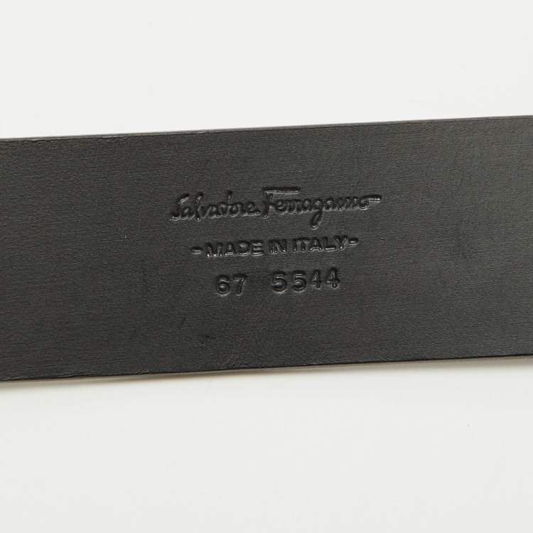 Pre Owned Salvatore Ferragamo Black Leather Cut to Size Gancini Buckle Belt