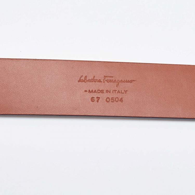 Pre Owned Salvatore Ferragamo Tan/Brown Leather Gancini Reversible Belt 85CM
