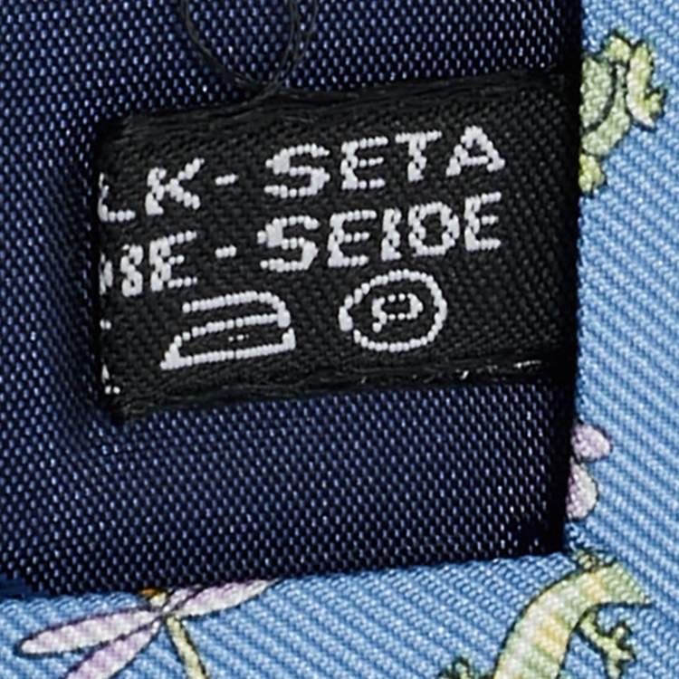 Pre Owned Salvatore Ferragamo Blue Pond Print Silk Tie