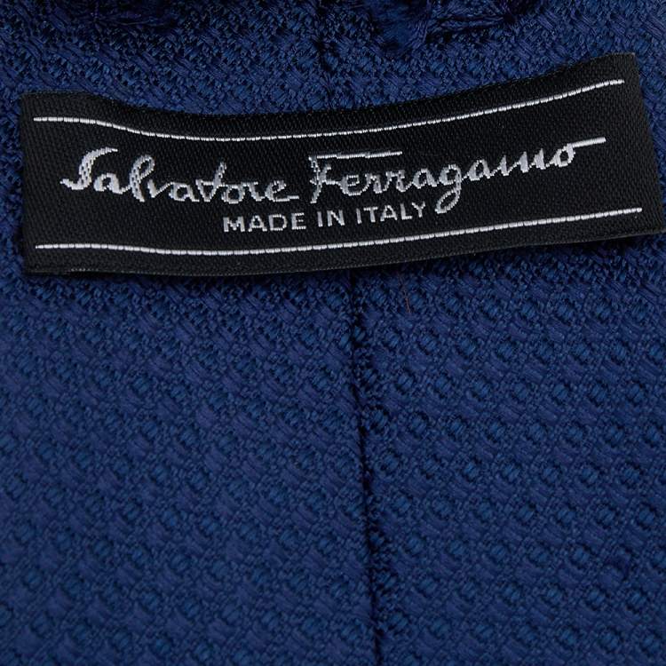 Pre Owned Salvatore Ferragamo Blue Jacquard Silk Tie