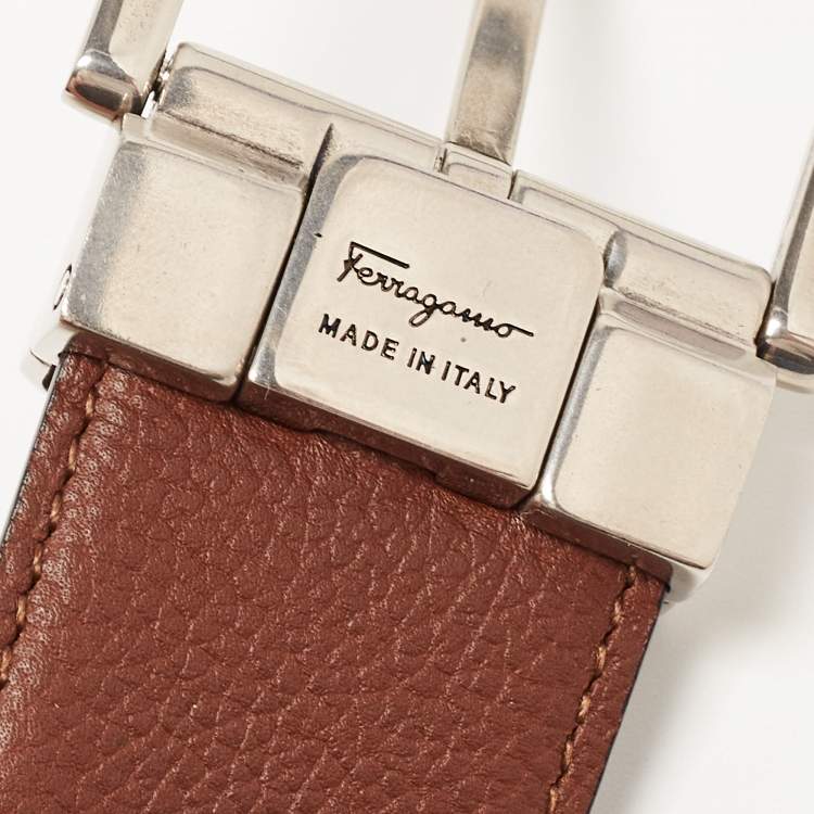 Pre Owned Salvatore Ferragamo Black Leather Buckle Cut to Size Belt 