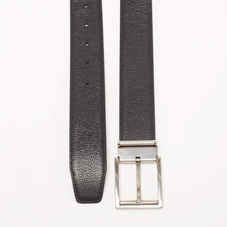 Pre Owned Salvatore Ferragamo Black Leather Buckle Cut to Size Belt 
