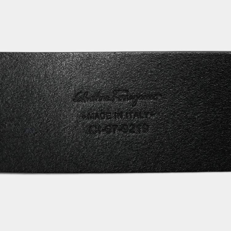 Pre Owned Salvatore Ferragamo Black Leather Gancini Belt 120 CM